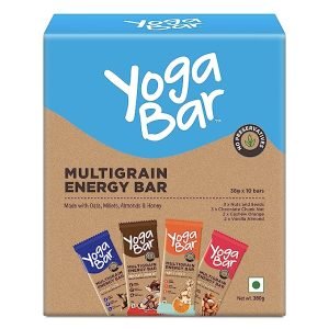 Yogabar Multigrain Energy Bars 338Gm Pack (38G x10) - Healthy Diet with Fruits, Nuts, Oats and Millets, Gluten Free, Crunchy Granola Bars, Packed with Chia and Sunflower Seeds